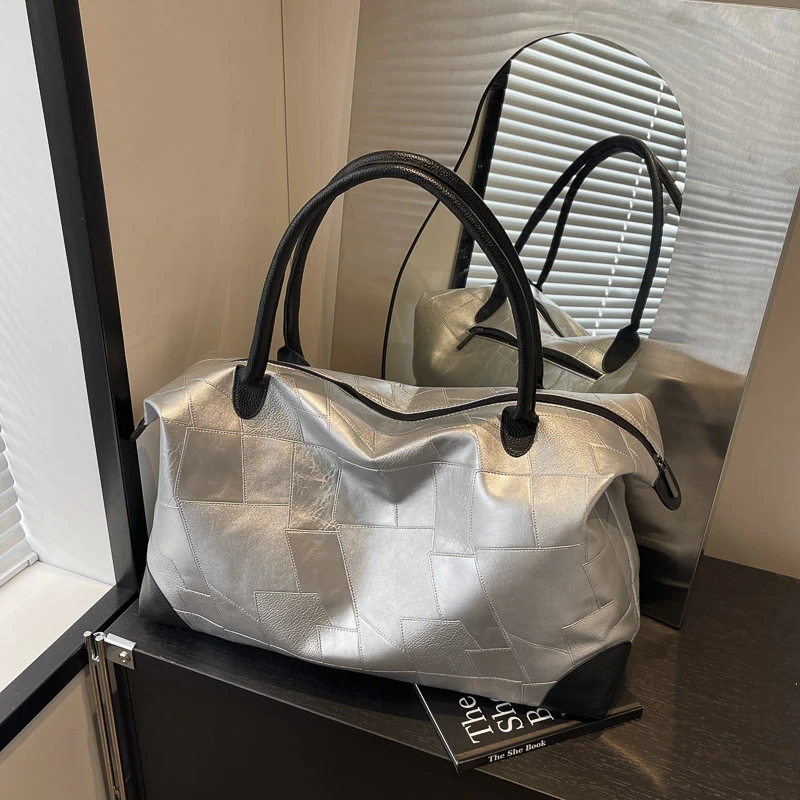 

Fashionable women's PU new trend patchwork travel bag shoulder bag handbag tote bag сумка sac à main femme luxury designer bags