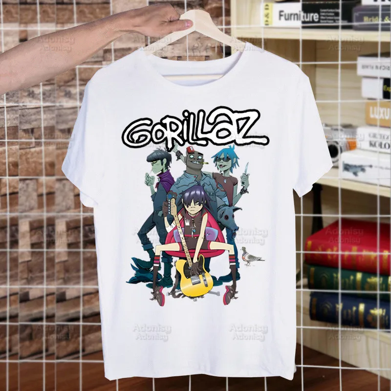 Gorillaz PUNK ROCK Cartoon Funny T Shirt Men New Casual Short Sleeve ChakaKhan Noodle Tshirt Homme Manga Unisex T-shirt Tees