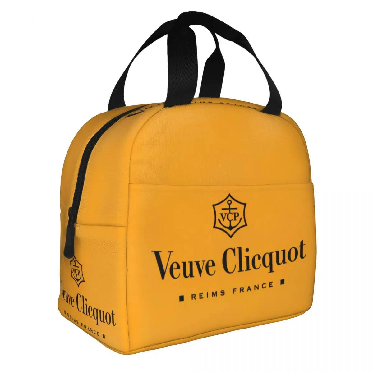 Champagne Orange Insulated Lunch Bag Large Veuves Clicquots Lunch Container Thermal Bag Lunch Box Tote Work Outdoor Food Handbag