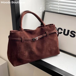 Faux Suede Big Top-handle Bags For Women 2024 Winter Latest Designer Handbags Luxury Pure Color Big Capacity Shopper Tote Female
