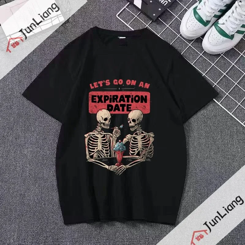 

Punk Short Sleeved T-shirt Easter Sportswear Man My Couple Pure Skull Y2k Clothing Harajuku Tops Streetwear Goth Clothes Kpop