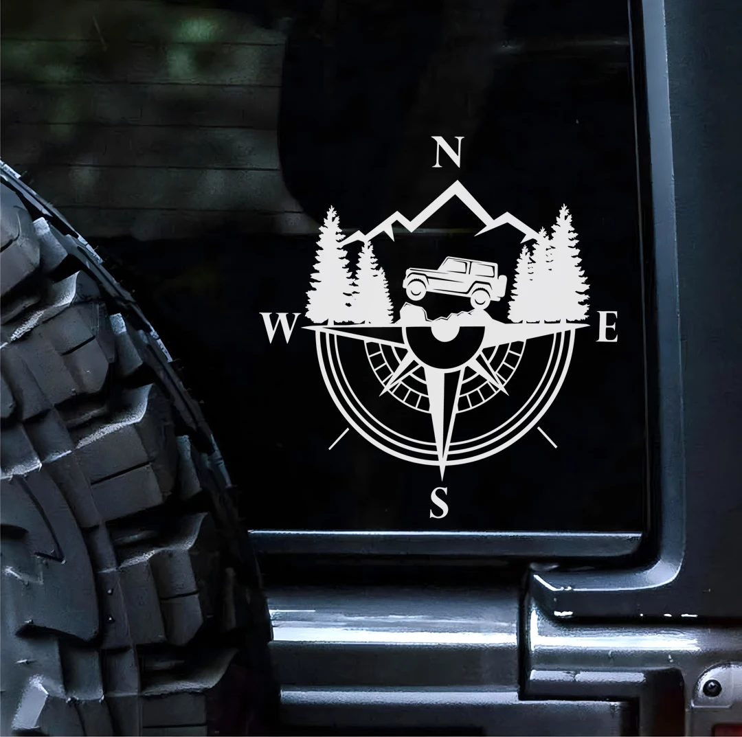 

Off road vehicle compass vinyl stickers | Forest Crossing SUV enthusiasts | Automotive parts decorationGlass stickers
