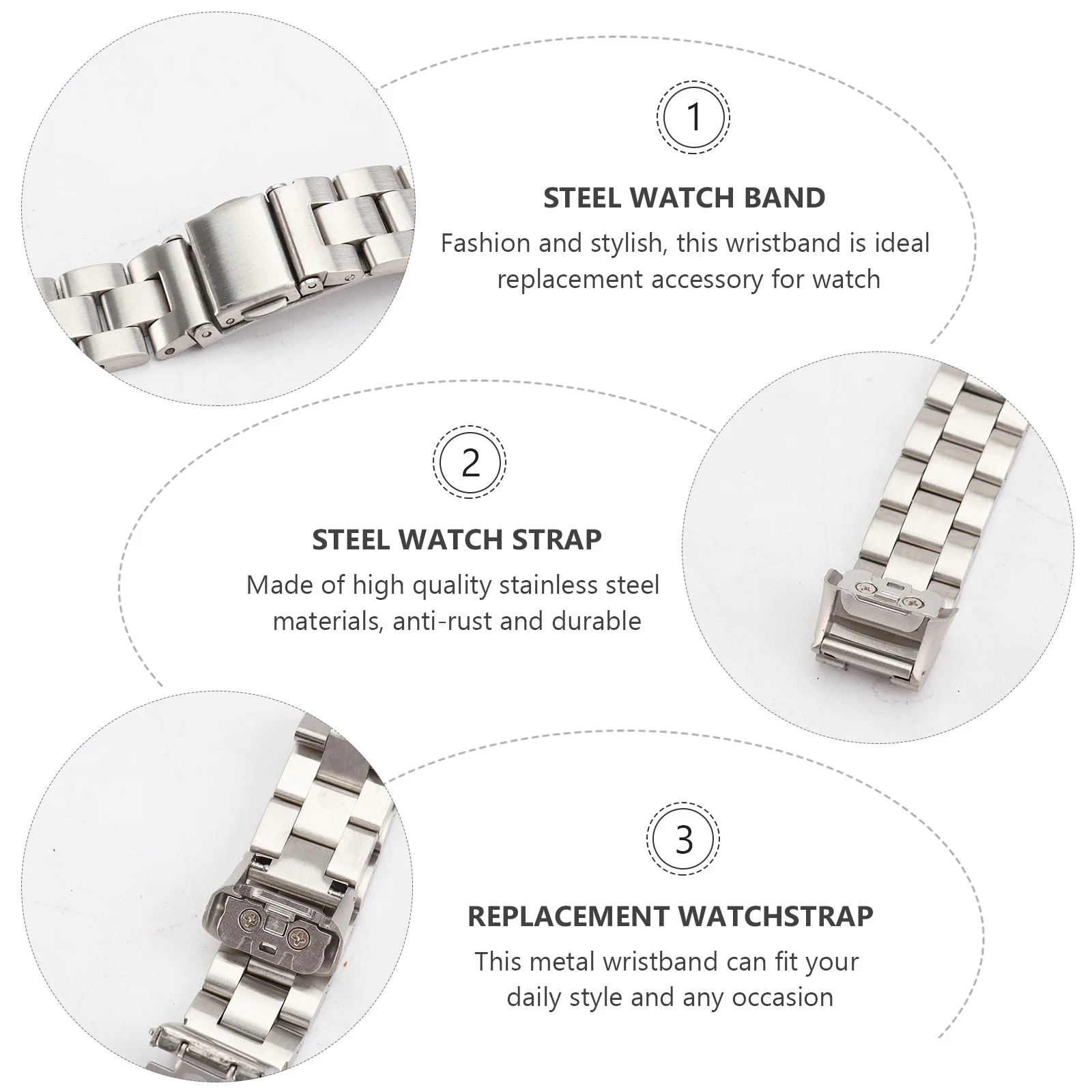 

Stainless Steel Watch Band For Fit-R370 Silver Metal Strap Replacement Wristband Durable