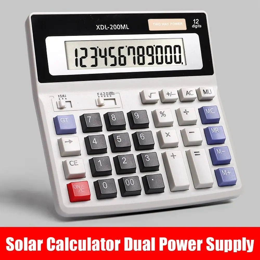 12 Digits Calculator LCD Display Dual Power Electronic Calculator High Sensitivity Button Financial Accounting Calculator