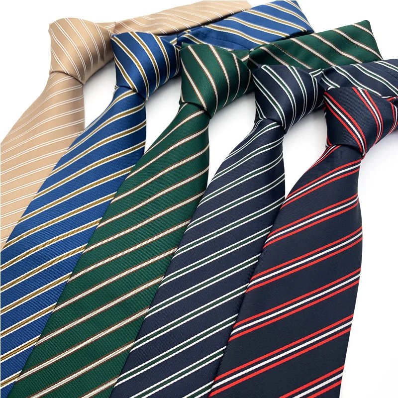 Luxuriöse 8CM Herren-Krawatte Gestreifte Krawatten für Männer Bräutigam Jacquard Gewebte Ascot Formelle Business-Party Accessoires