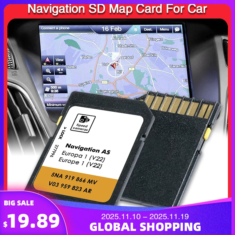 

for VW Golf CC AS V22 5NA919866MV SD Card Europa Navigations system Update Navi Card Data Discover Media 32GB Sat Nav