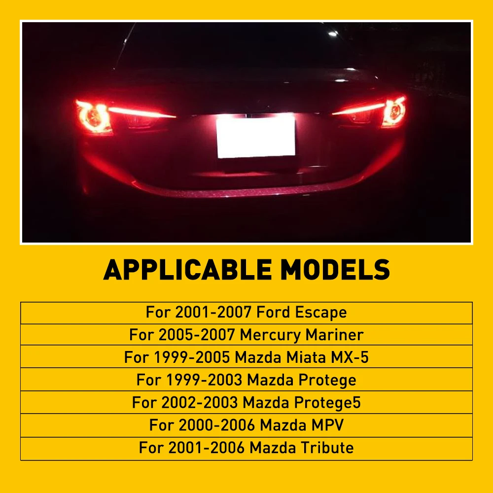 2Pcs LED License Plate Number Light 6000K White 900LM 18LED For Ford Escape 2001-2007 For Mazda Miata MX-5 Protege 1999-2005