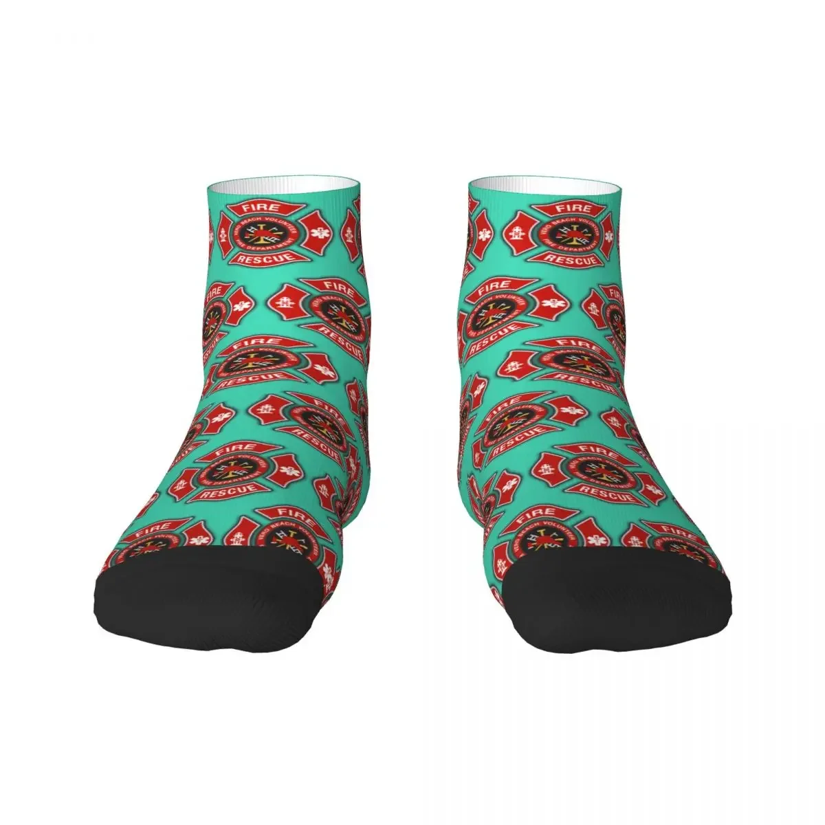 Cute Print Rescue Firefighter Socks for Men Women Stretchy Summer Autumn Winter Crew 