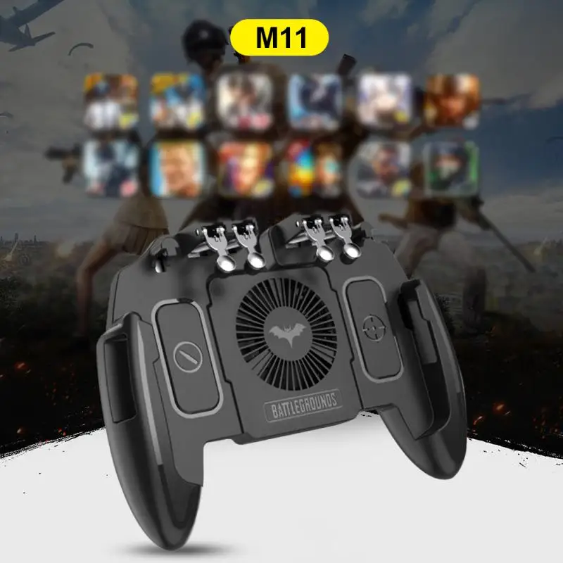 Six Finger For PUBG Game Controller Gamepad Trigger Shooting Free Fire Cooling Fan Gamepad Joystick For 4.6-6.5 Inches Phone