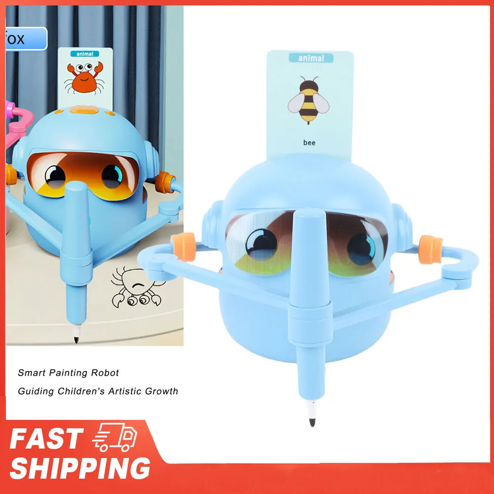 Robot de dessin pour enfants, Robot de dessin automatique éducatif interactif avec 100 cartes pour garçons et filles, apprentissage préscolaire