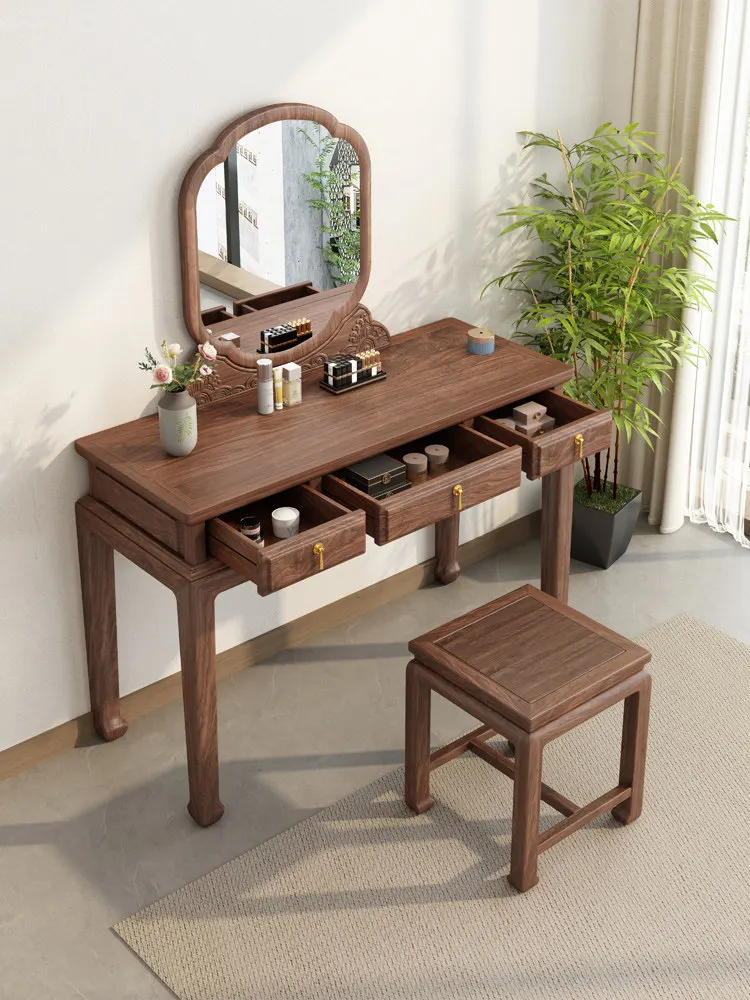 South American Walnut, Dressing Table Dressing Table, Small Apartment Bedroom with Makeup Mirror, with Stool High-end Home