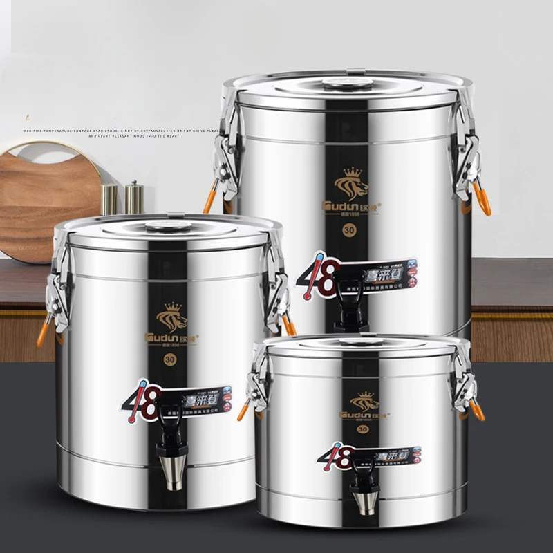 Stainless steel insulated bucket Milk tea bucket with faucet Soybean milk ice powder boiled water rice porridge soup bucket