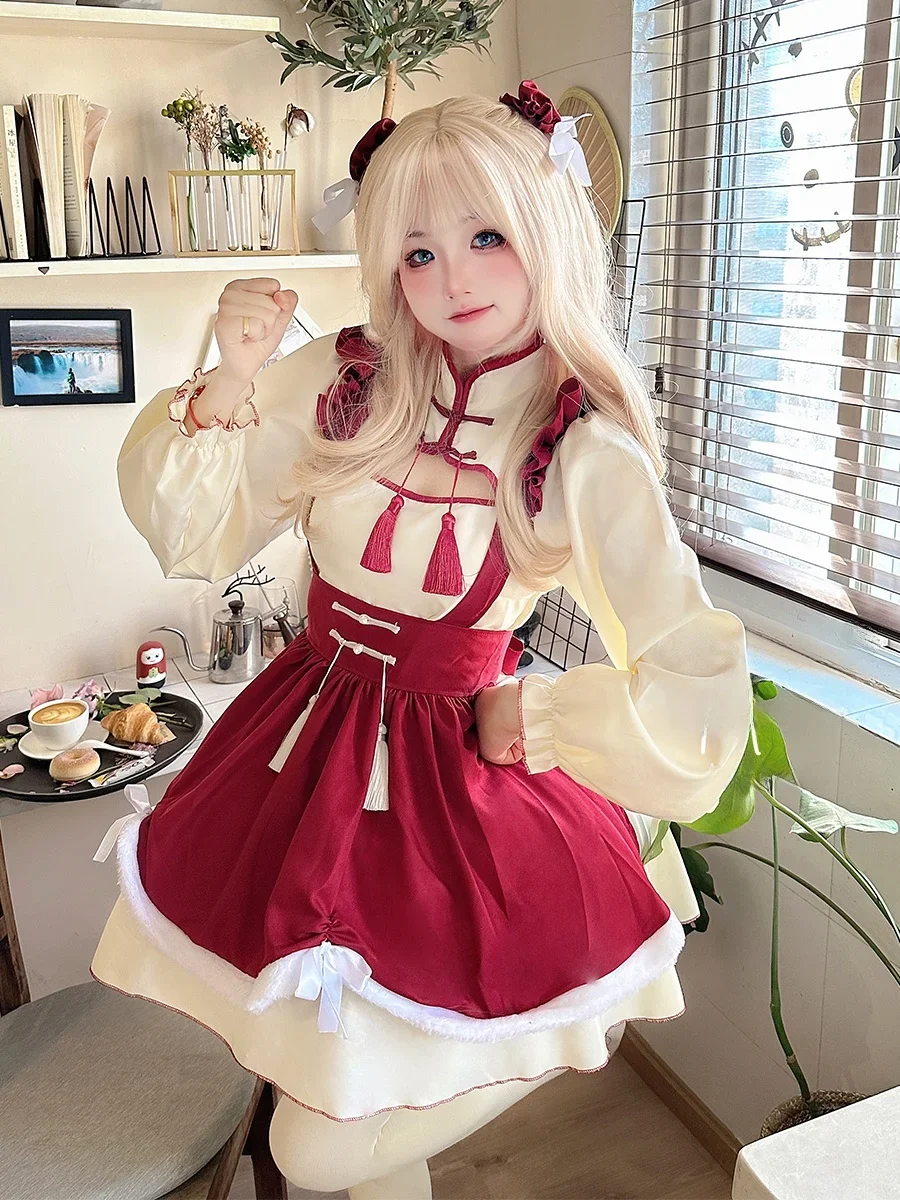 خادمة صينية تأثيري الدكتور لوليتا أنيمي لعبة فيلم زي الاسمية الدعامة الملابس النسائية 2025 رائجة البيع الأحمر