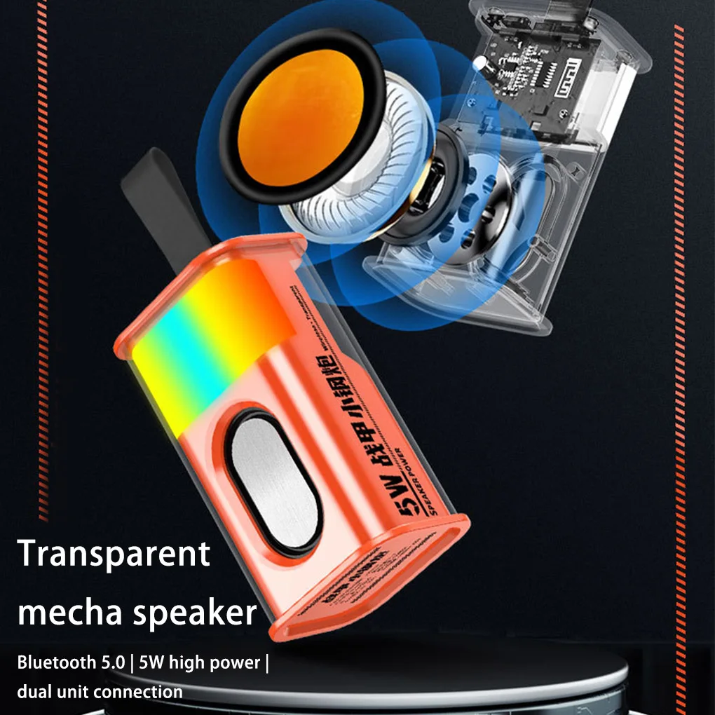 Wireless Speaker Transparent Stereo Music Player Hands-free Kitchen Orange