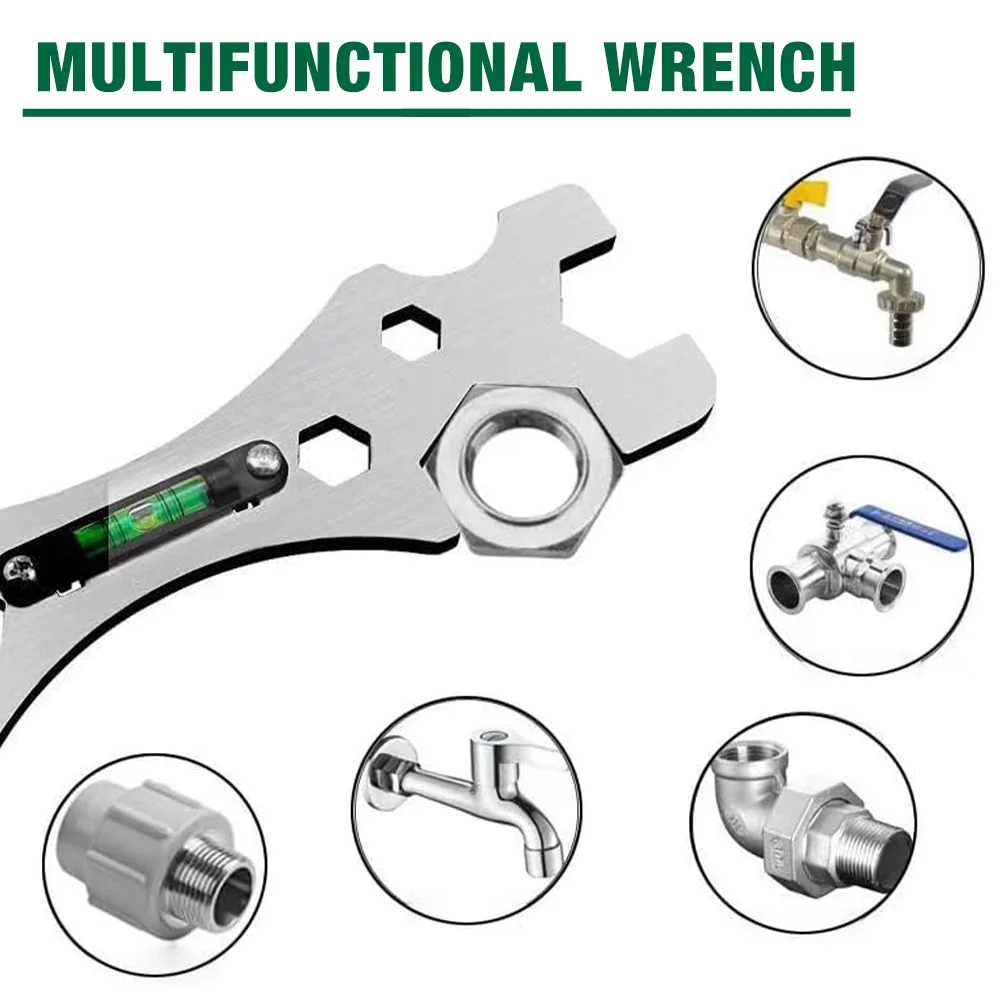 Special Bend Angle Wrench Tools with Leveler Shower Faucet Installation Bathroom Multifunctional Level Wrench Measuring Tool