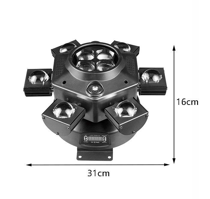 LED 10X10W 6-Kopf Moving Head Beam Light RG Laser Stroboskop DMX Bühnenlicht Vollfarb-Beam-Licht Rotierendes Disco Party Bar Licht – Detail 3