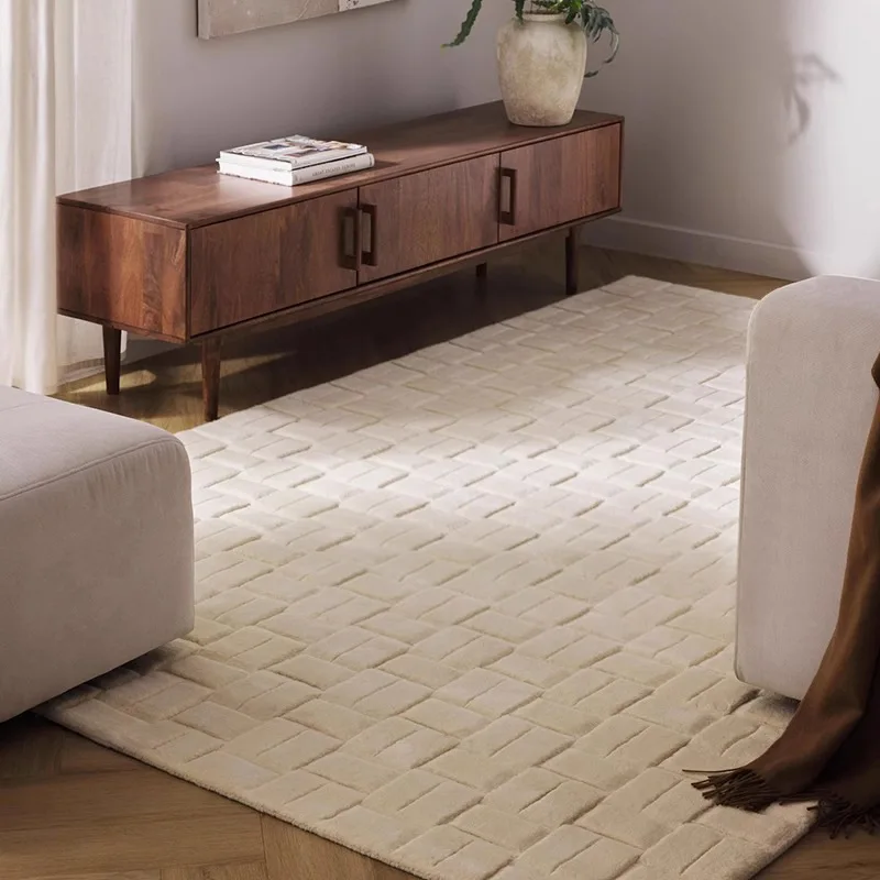 

French retro solid color three-dimensional relief carpet living room cream wind high sense thickened bedroom