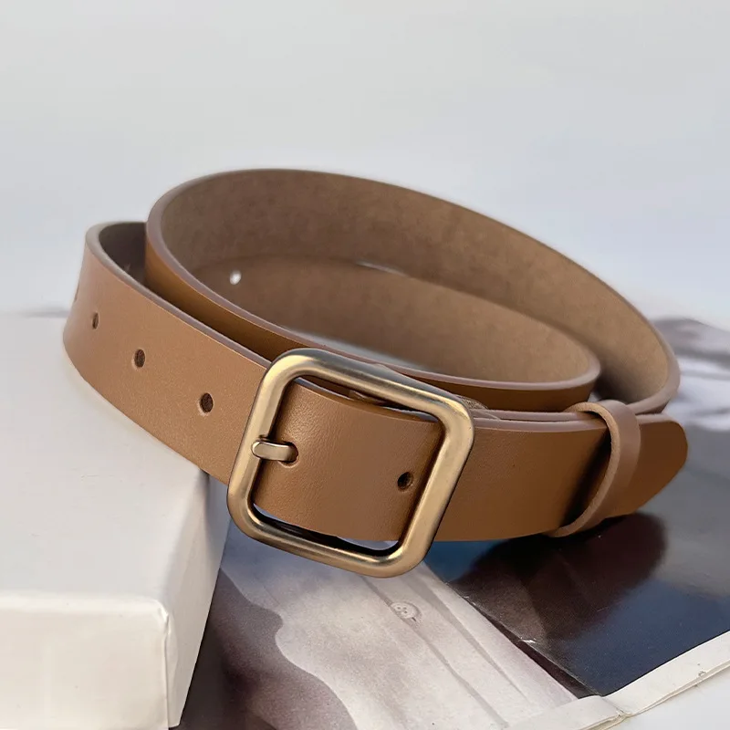 新しい牛革ベルト女性用ピンバックル本革カジュアル多用途レトロベルト