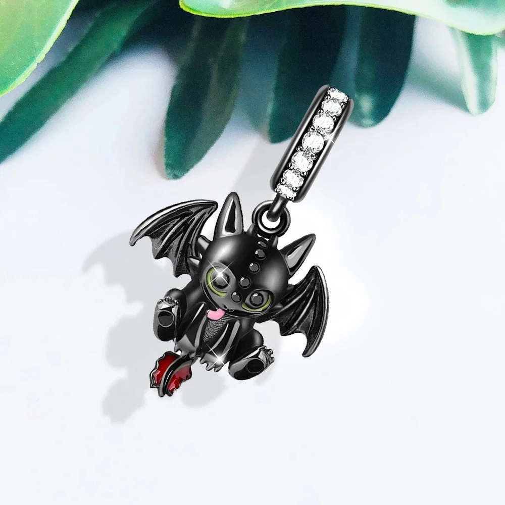925 Sterling Silver Demon Black Butterfly Bat Horror Pumpkin Pendant Bead Diy Fit Original Pendant Charm Bracelet Women Jewelry view 5