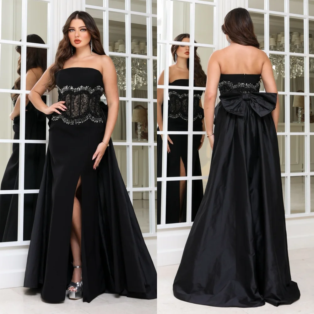 

Customized Exquisite Bow Sequined A-line Strapless Long Dresses Prom Dresses Pastrol Classic Sizes Available