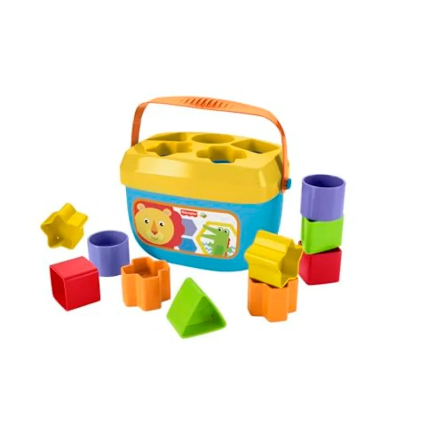لعبة التراص FisherPrice مجموعة مكعبات أولى للأطفال مكونة من 10 أشكال لفرز اللعب للأطفال الرضع من عمر 6 سنوات فما فوق التعلم التفاعلي