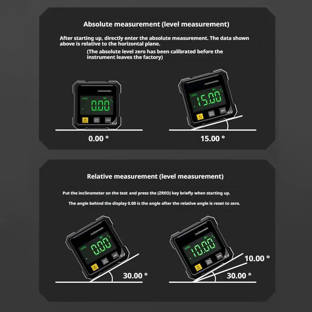 مقياس الميل الرقمي للجيب، مقياس زاوية العرض الرقمي الاحترافي، 360 درجة، ليزر المستوى الإلكتروني المغناطيسي #6