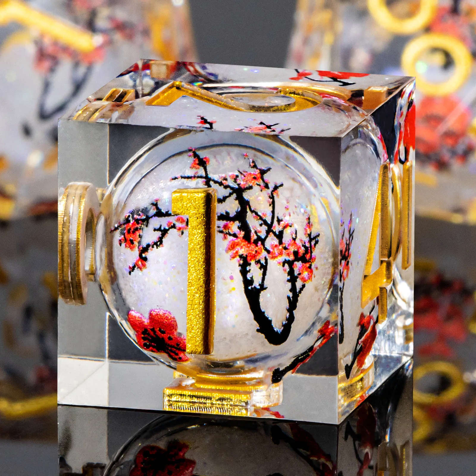 

Набор кубиков из смолы DND, многогранные игральные кости ручной работы с острыми краями, подходят для настольных игр D&D Dungeon и Dragon {Plum Blossom}