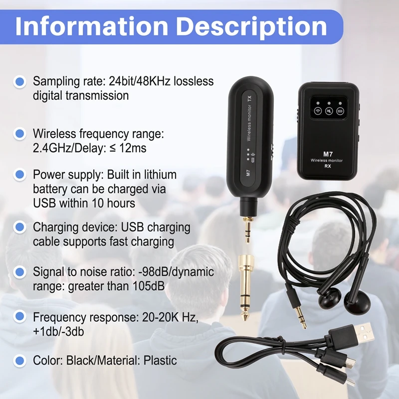 Sistema de monitor intra-auricular sem fio 2.4Ghz Sistema IEM sem fio com receptor transmissor automático para estúdio ao vivo