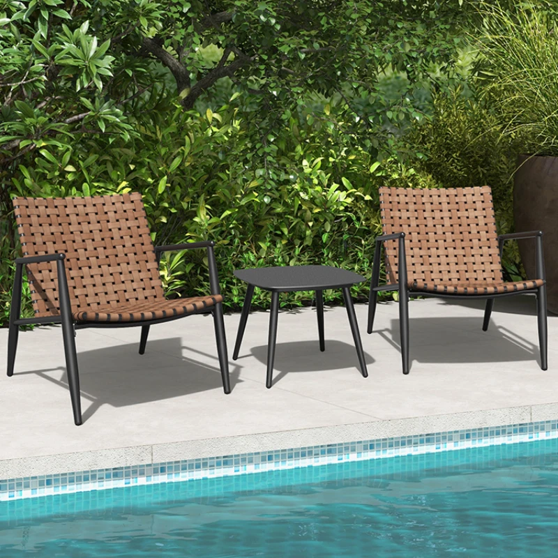 

Vine chair three piece set balcony small table and chair outdoor courtyard home leisure table and chair combination