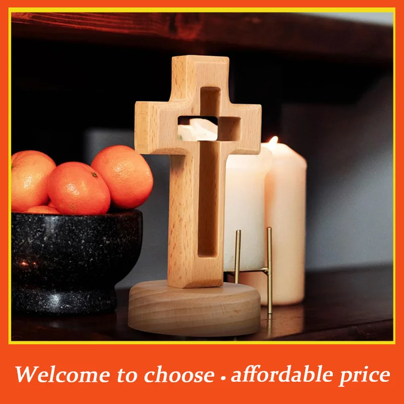 。Holy Church Religious Ornament Statue Cross Wood Crucifix Standing Jesus Wall Wooden Religious Christian Table Decoration Gifts