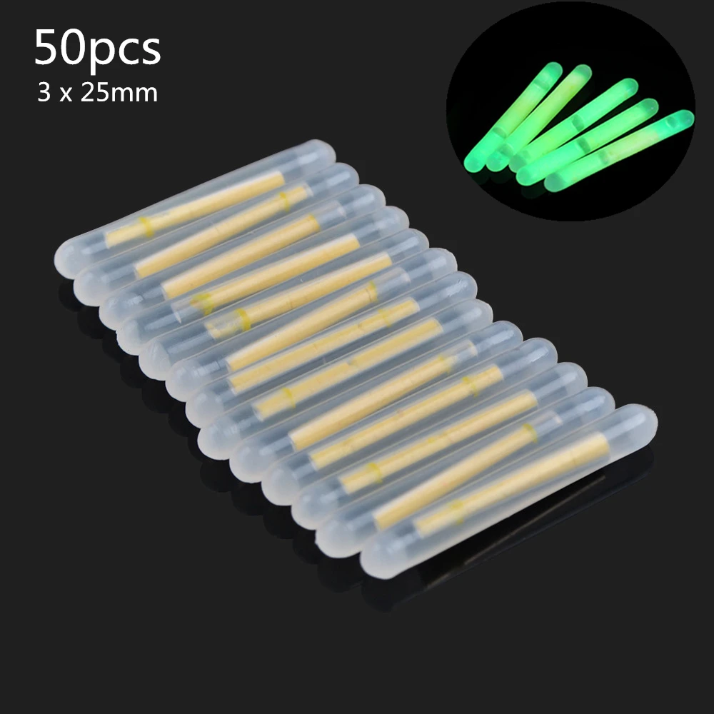 50pcs/lot  Luminous Float Glowing Fluorescent Fishing Light Visibility 15m 49ft with Light Proof Light tight Packaging