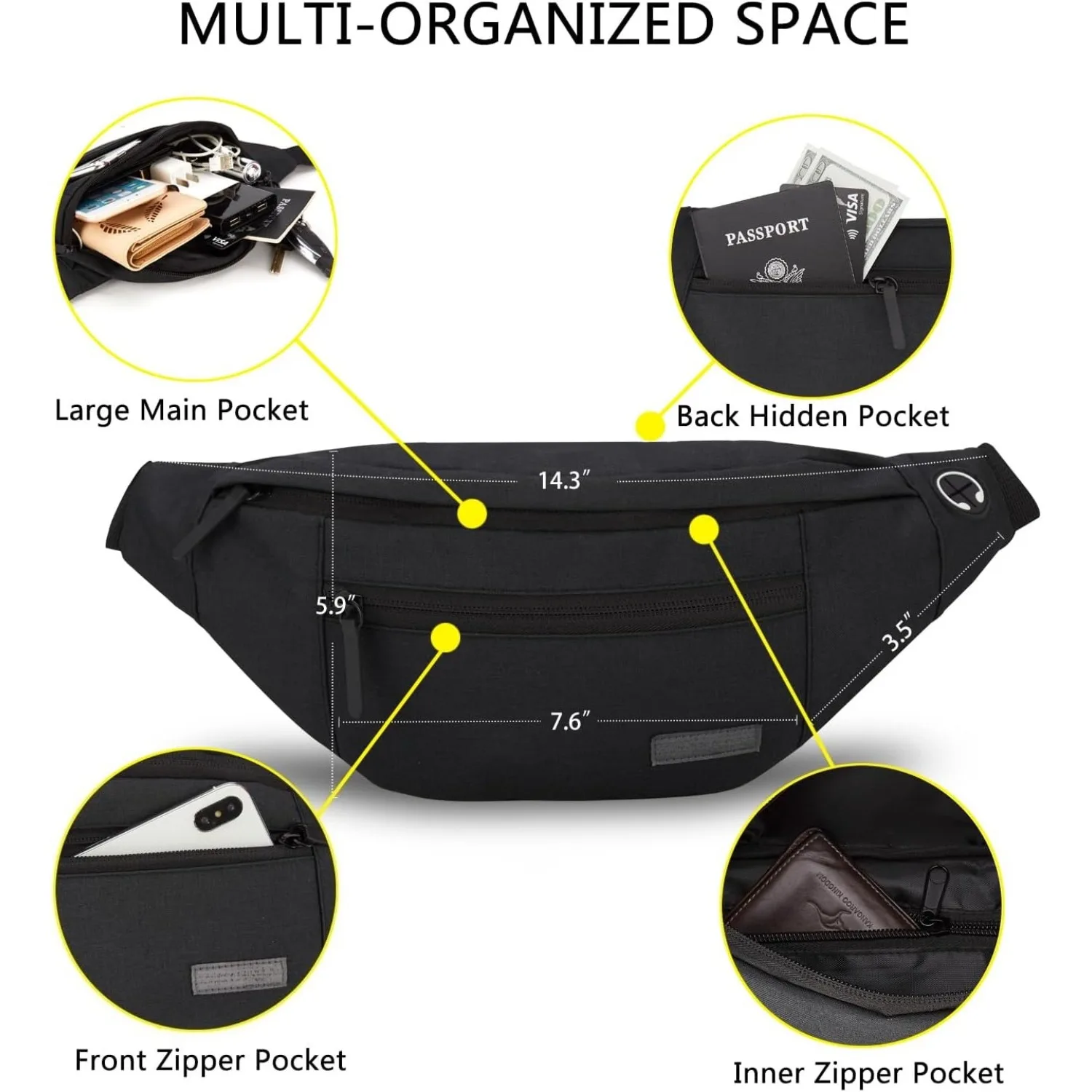 Outdoor Sports Waist Pack Multifunctional Running Fanny Pack Lightweight Workout Travel Waist Bag for Men Women