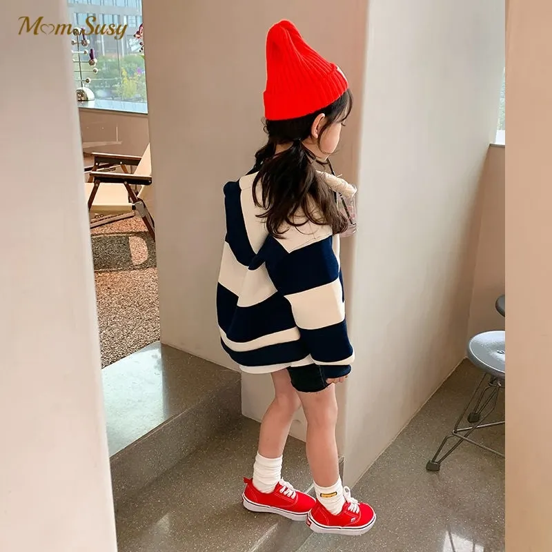 

Fashion Baby Girl Boy Cotton Striped Hooded Jacket Zipper Child Hoodie Coat Autumn Spring Baby Outfit Clothes 2-12Y