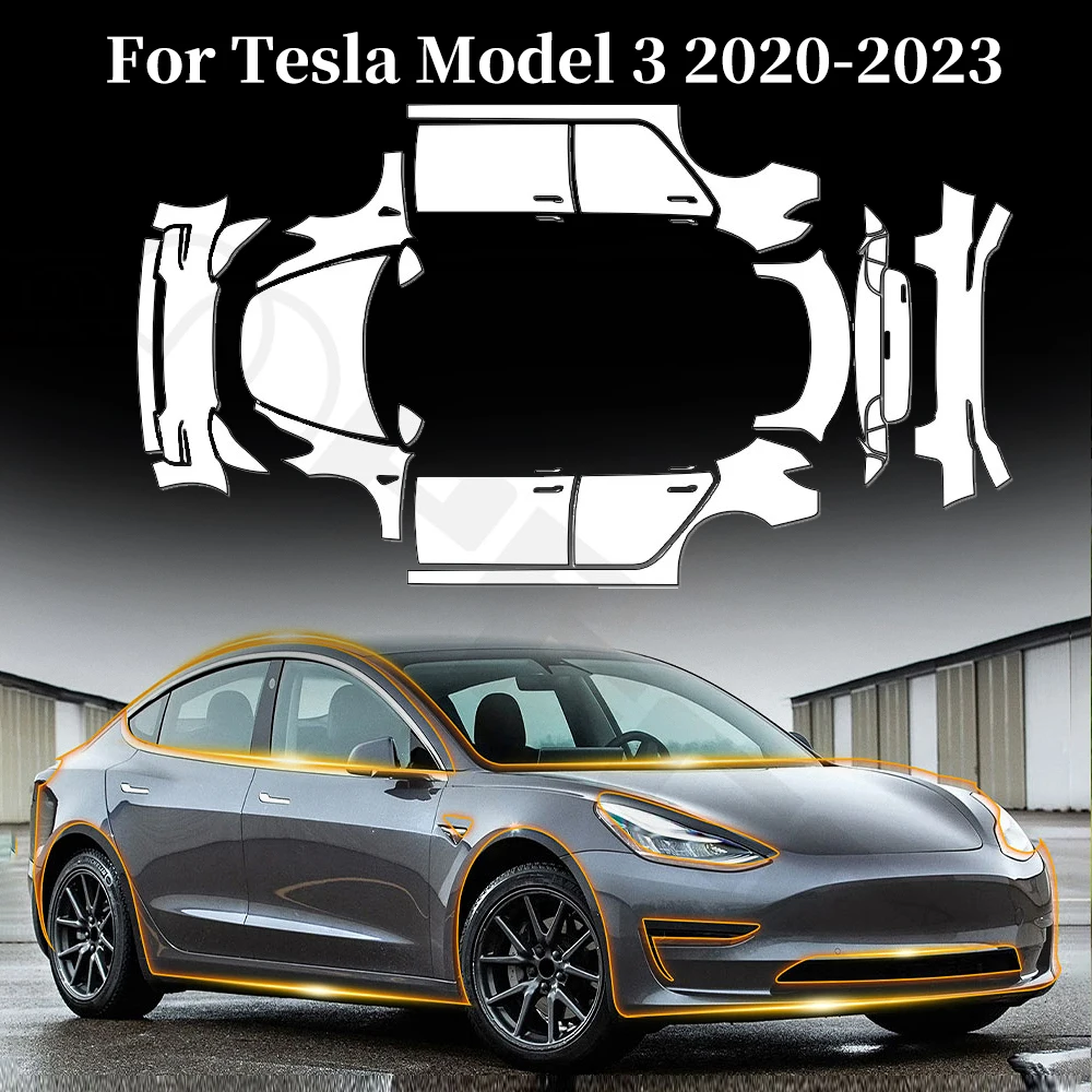 

For Tesla Model 3 2020-2023 9Mil TPU Anti-Scratch Paint Protection Film Car Body Pre-cut PPF Clear Bra Resistant Invisible Cover