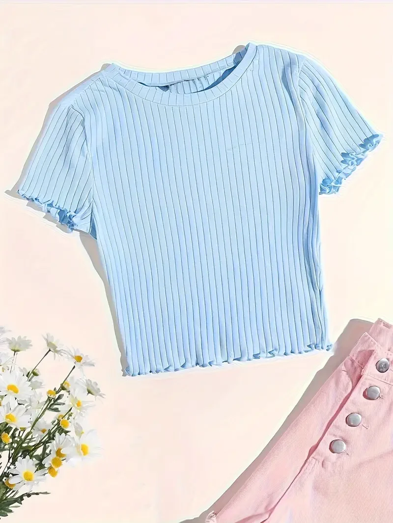 Casual Chic Women's Cotton Ribbed Crop T-Shirt Versatile &Breathable for Spring/Summer/Fal!