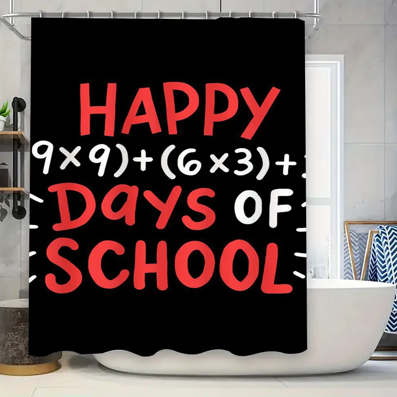 

Школьные дни занавеска для душа Happy 9x9 + 6x3 = Декор «Счастливая школа жизни» черный, красный, белый коврик для ванной водонепроницаемый моющийся домашний декор D