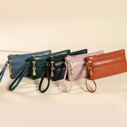 Large Capacity Solid Color Female Wallet Simple Women's Long Wallets Coin Money Pocket Three Zippers Soft Leather Ladies Purses