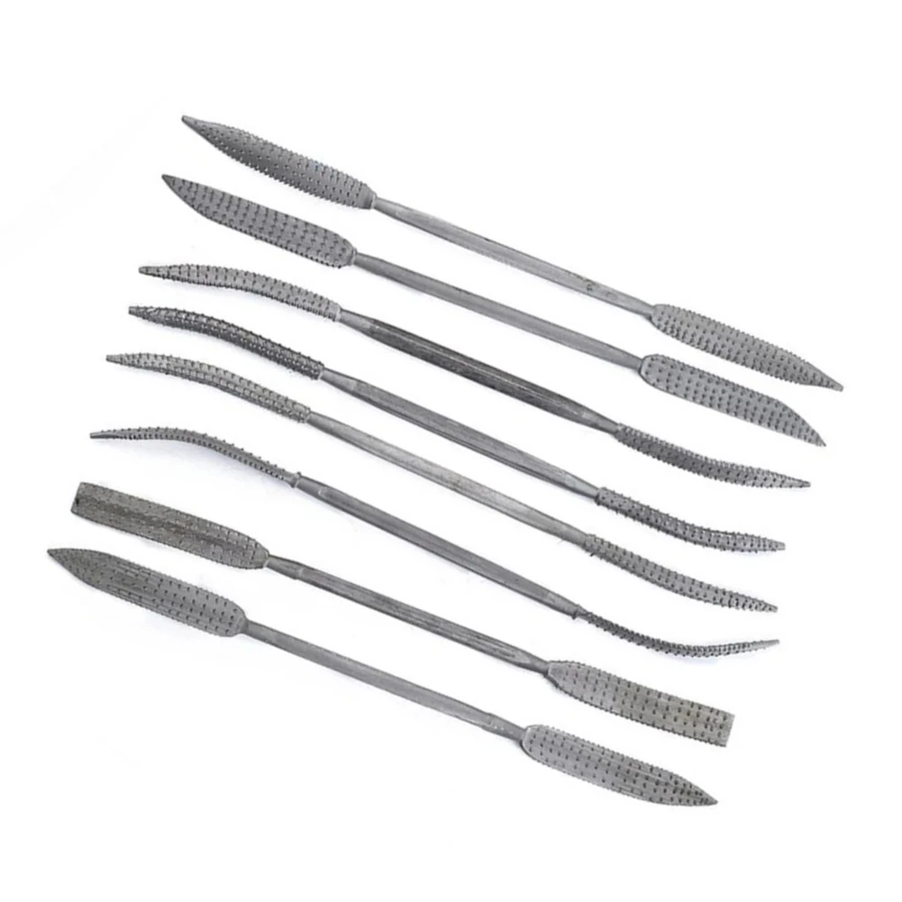 8pcs Coarse Riffler Files 190mm Wood Working Rasp Riffler File Set Double Ended Coarse For Wood Carving