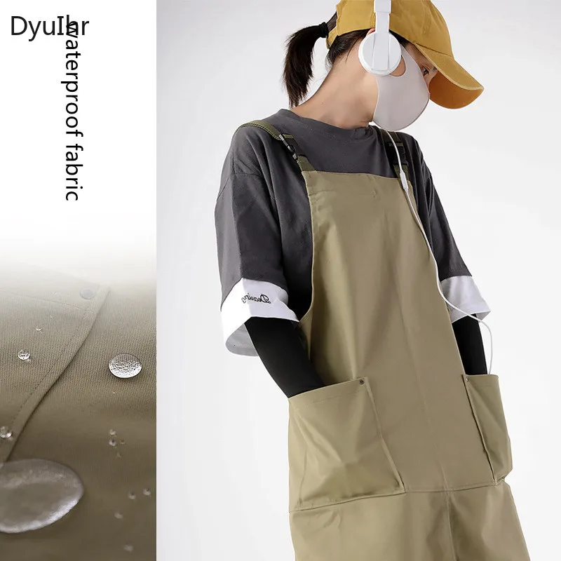 

Простой утолщенный хлопковый водонепроницаемый регулируемый Фартук DyuIhr, Большой карманный дизайнерский кухонный фартук для взрослых, устойчивый к загрязнению и маслостойкий