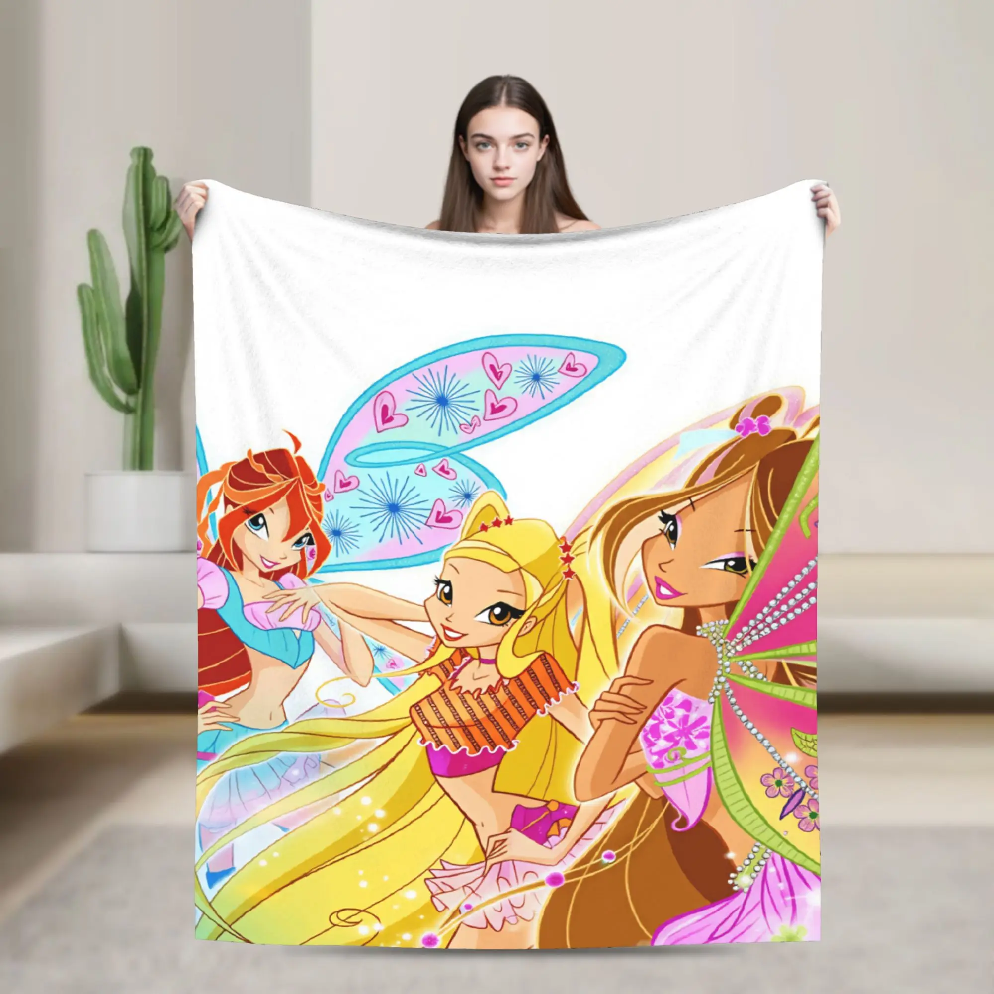 Cartoons W-winXs Clubs Warm Comfy Blanket For Chair Sofa Bed  Casual Throw Blanket Winter Plane Travel Flannel Bedspread