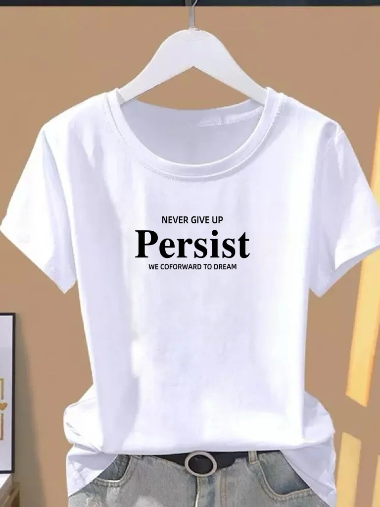 

Свободная женская футболка в корейском стиле с коротким рукавом и круглым вырезом, с принтом, повседневный топ, летняя мода, универсальный свободный крой, круглый вырез