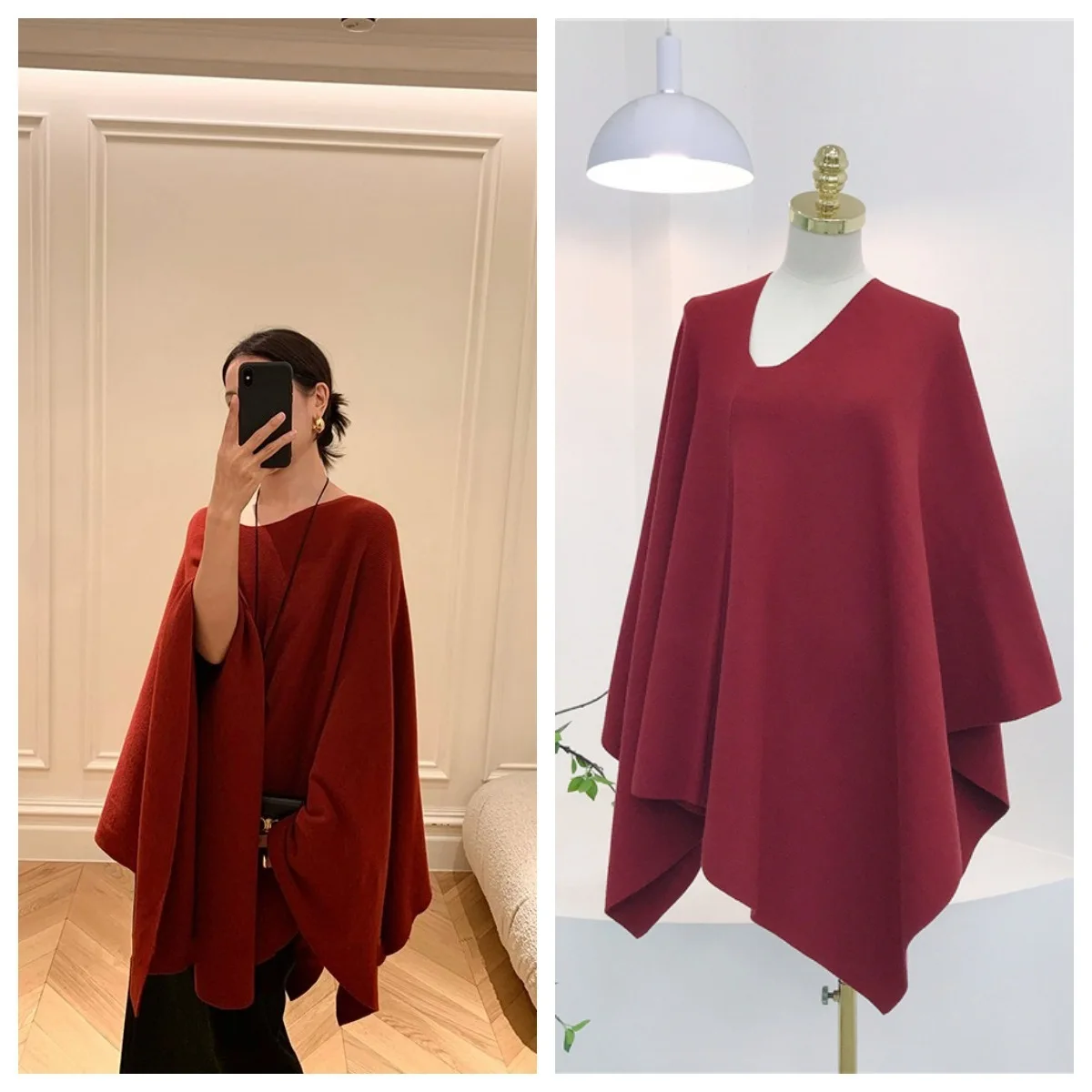 7891 Estilo francés fuera del hombro manga de murciélago chal perezoso escote Irregular capa versátil para mujer