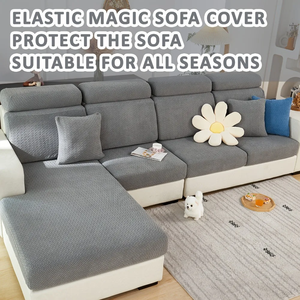 

Luxuriou Twill Sofa Cushion Cover for Home Decor Jacquard Stretch Fabric Sofa Cover Living Room Solid Color Washable Sofa Case