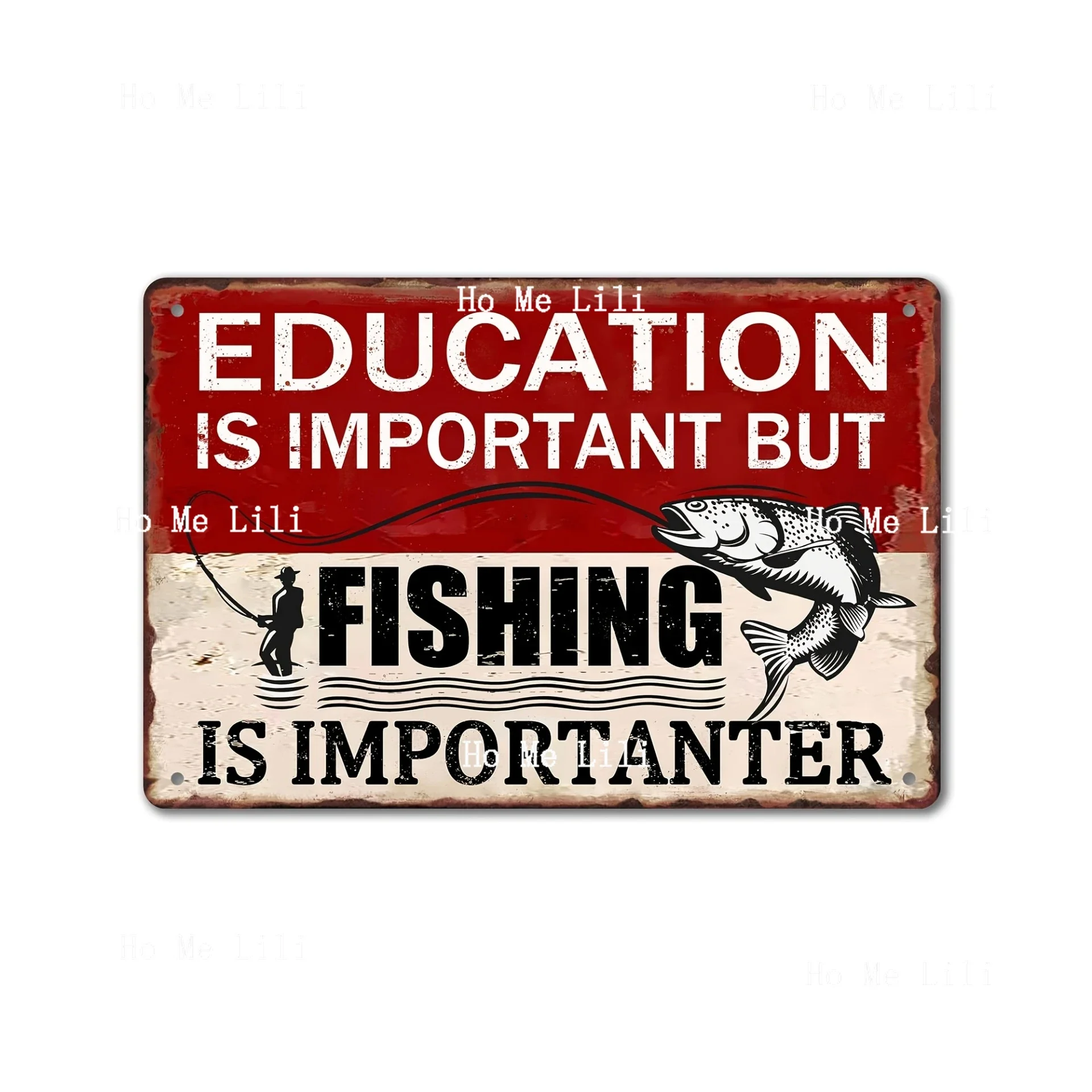 Funny Fishing Metal Tin Signs Vintage Fishing Sign Lake House Decor For Home Fishing Is Importanter Sign