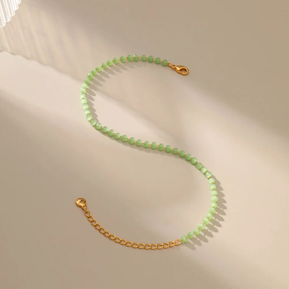 

2Pcs Crystal Stone Bracelets Green Jewelry Copper Chain Beads Teen Girls Party Engagement Anniversary Festival Celebration