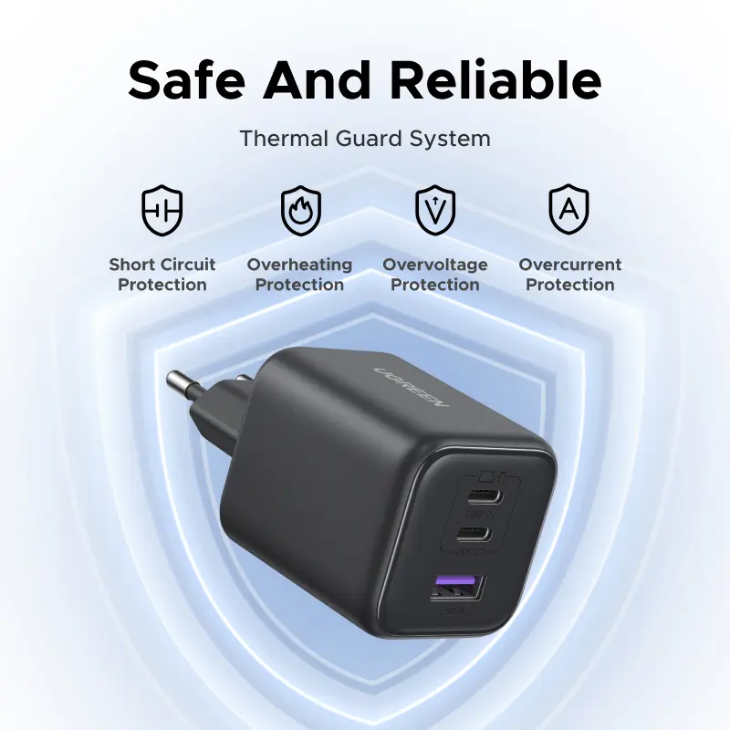【EU Plug】UGREEN 45W/30W/25W/20W GaN Charger PD3.0 PPS QC3.0 USB C Fast Charger For iPhone 18 17 16 ProMax Samsung S25 iPad Air - 6