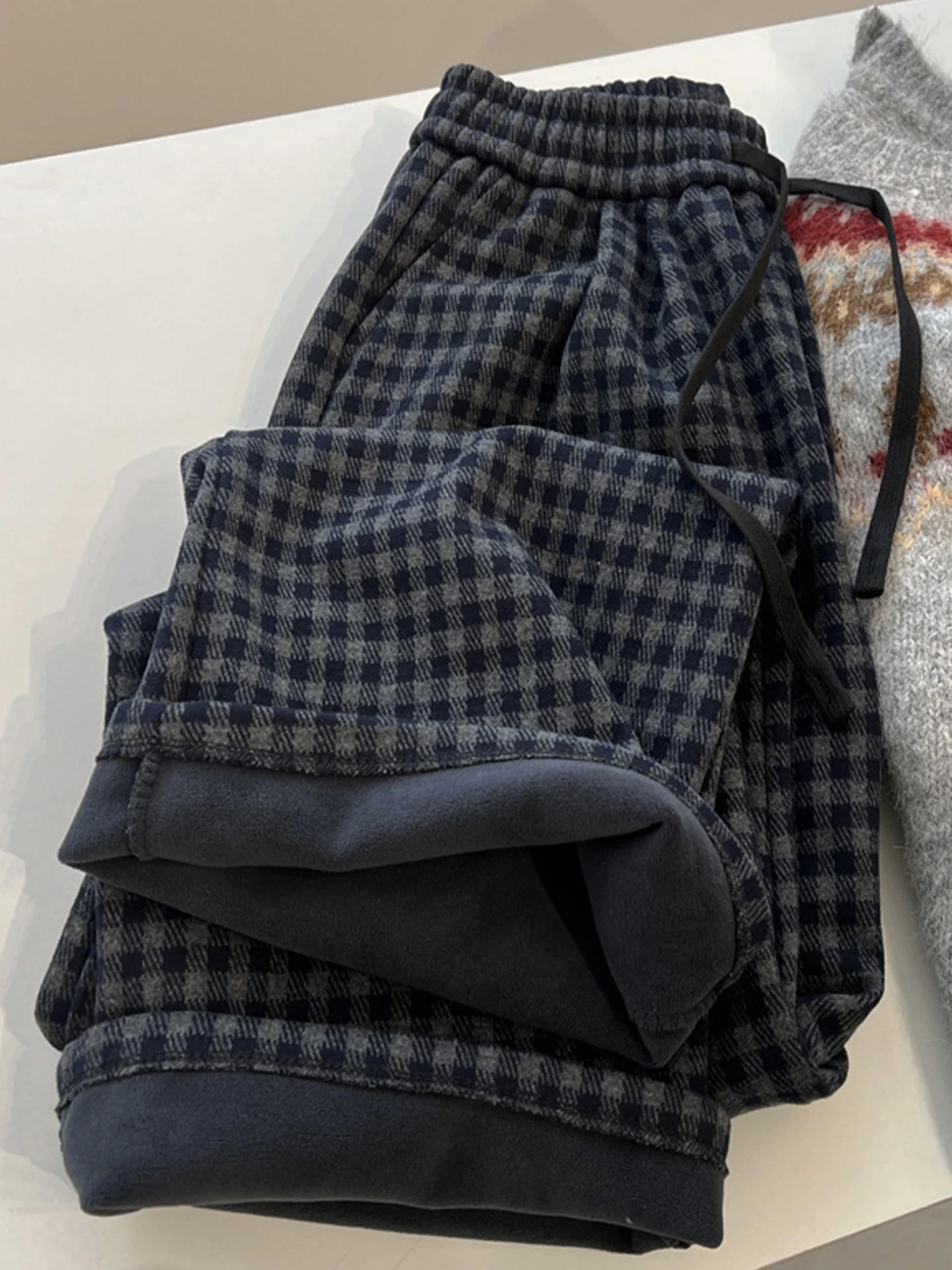 

Trendy Plaid Color Blo Casual Pants Versatile Autumn Winter Slimming Commute Sle High End Ladies Straight Leg Trousers