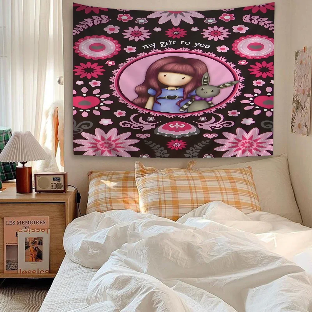 Cute Girl Kid Art Illustration S-santoro Hanging Bohemian Tapestry Bohemian Wall Tapestries Mandala Kawaii Room Decor