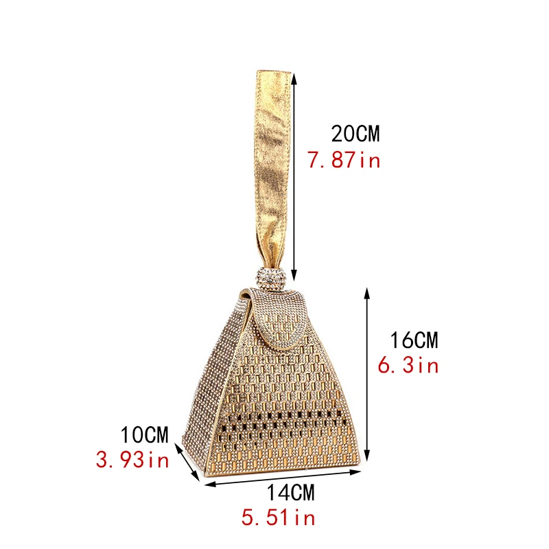 Fashion Lady Evening Bags Acrylic Day Clutch Triangle Design Diamonds Party Shoulder Handbags Banquet Purse