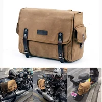 Mochila Vintage para motocicleta, impermeable, de lona, de cuero, marrón, Retro, para asiento trasero, Bolsa lateral para motorista, alforjas para Motocross